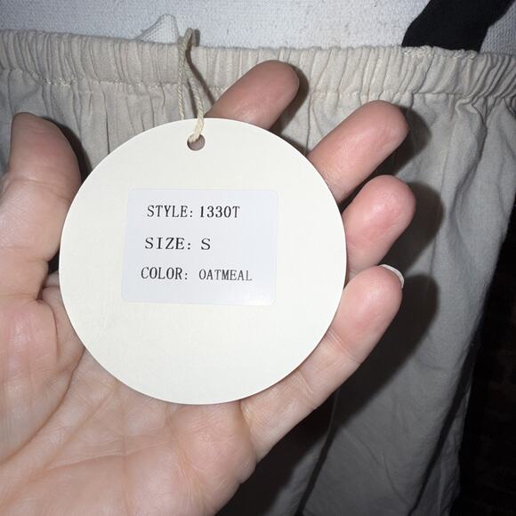 La February Women’s Oatmeal Tie Strap Boho Top Sz L 100% Cotton Style 1330T - Picture 7 of 10